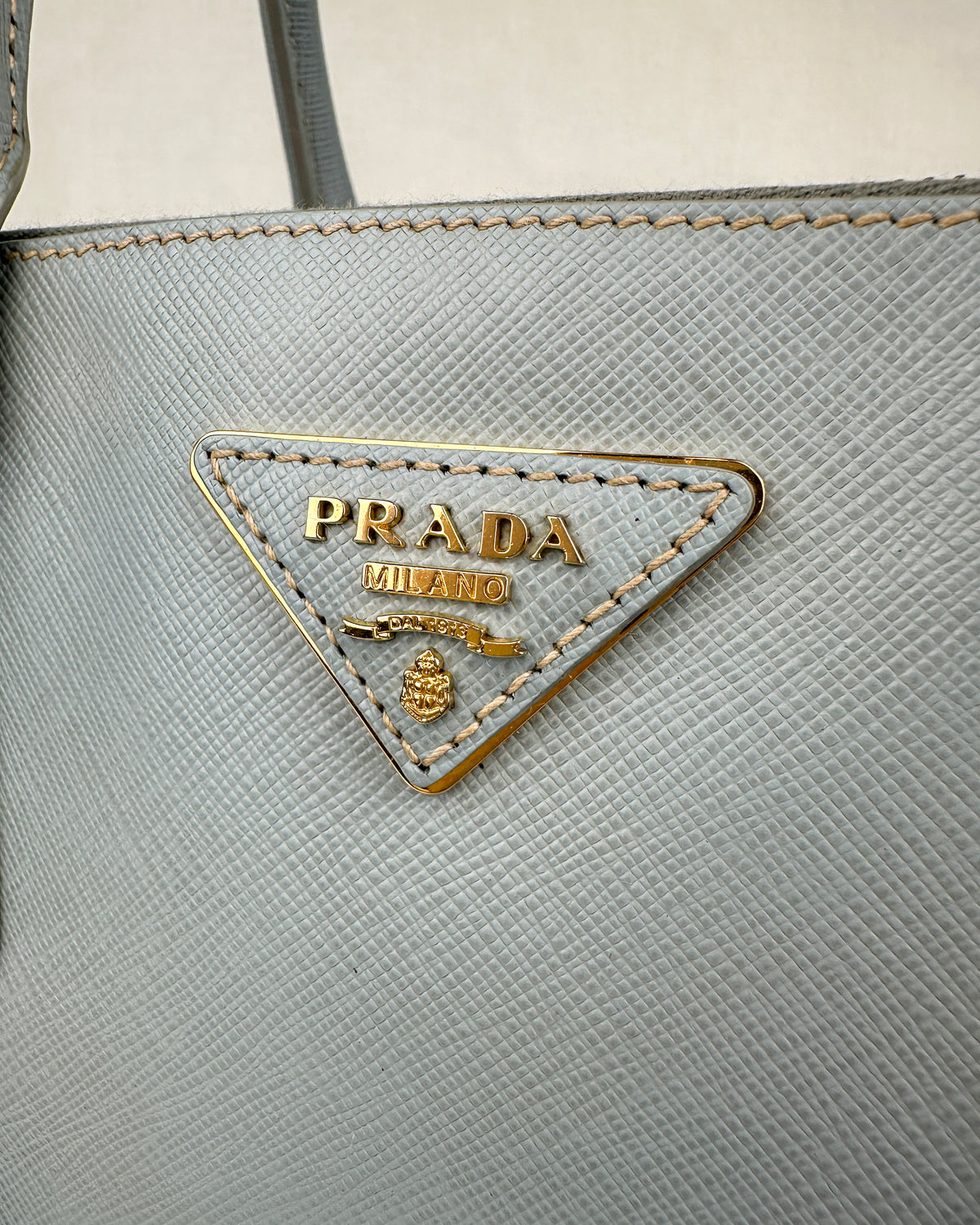 Prada Small Double Galleria Saffiano Leather Bag - Blue