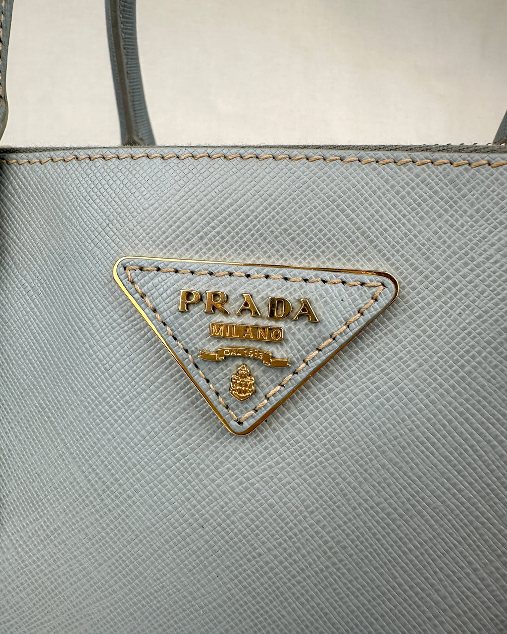 Prada Small Double Galleria Saffiano Leather Bag - Blue