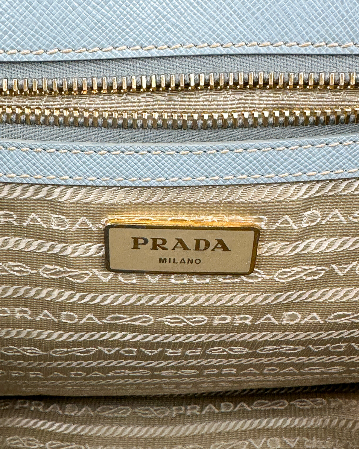 Prada Small Double Galleria Saffiano Leather Bag - Blue