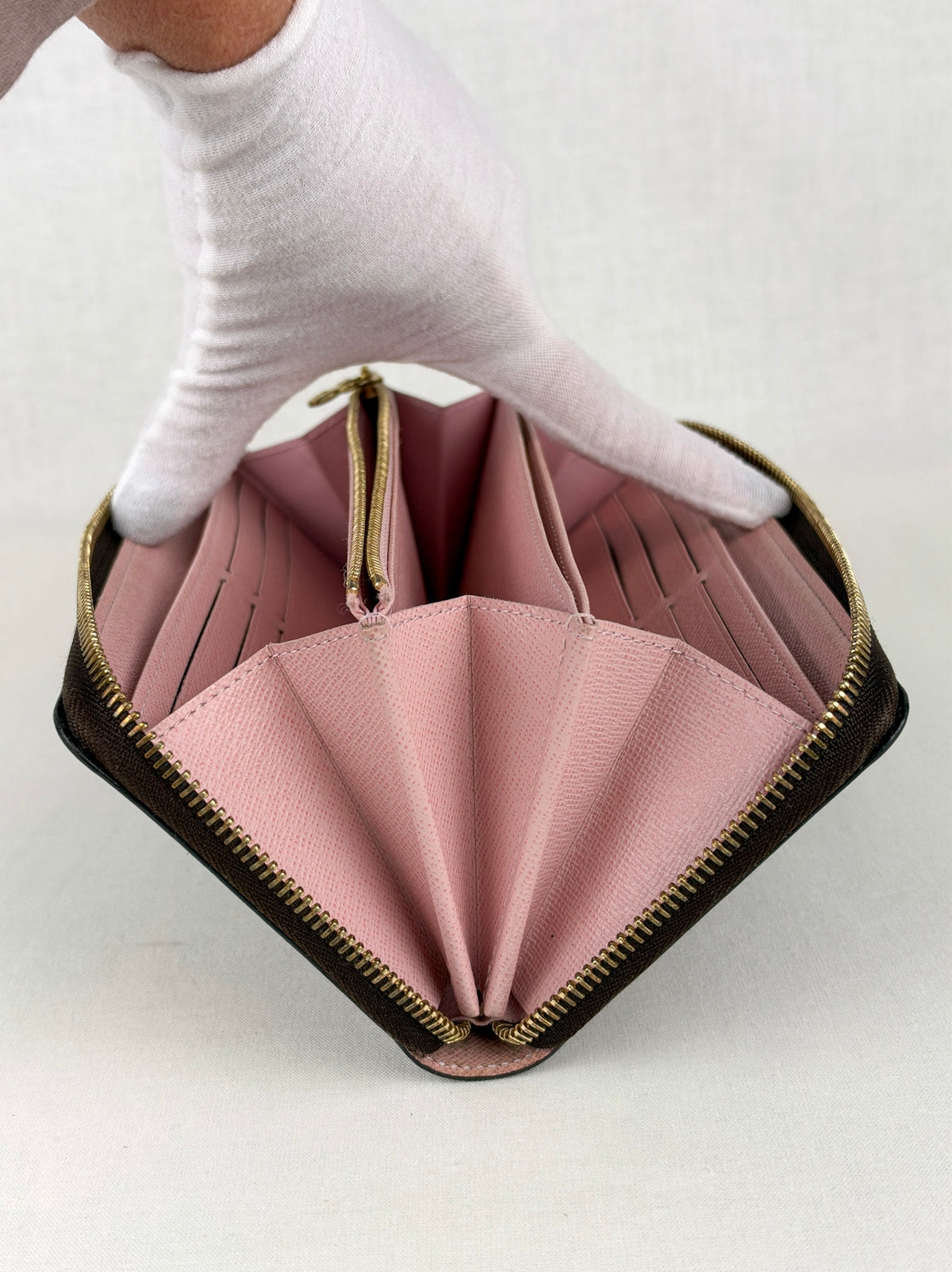Louis Vuitton Zippy Wallet Damier Ebene Canvas – Rose